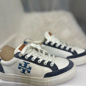 Tory Burch Sport. 
White and Blue   leather Sneakers .